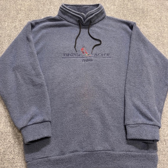 Vintage Virginia Beach 1/4 Navy Sweater USA - Picture 2 of 9